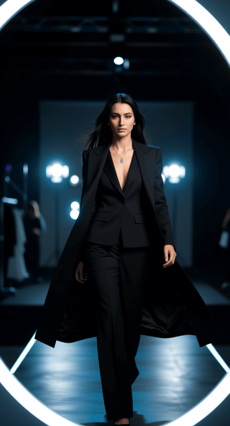 AI generated: Ultra-realistic high-fashion cinematic full-body portrait of an impossibly beautiful, world-class su...