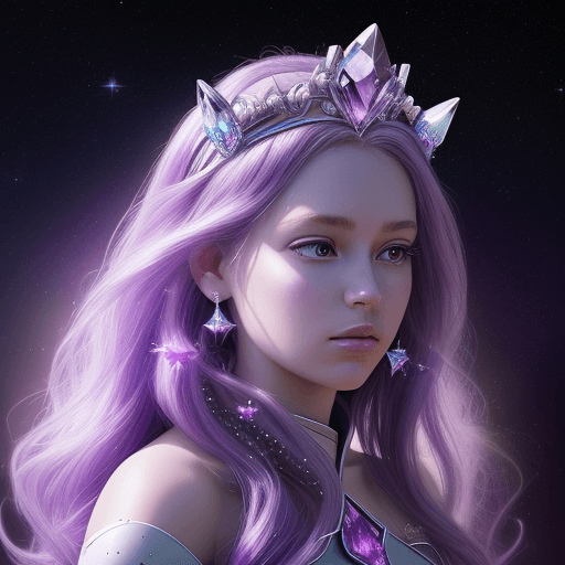 AI generated: Galactic princess with crystal tiara and a spaceship:: photorealistic::1 natural lighting::1 macro l...