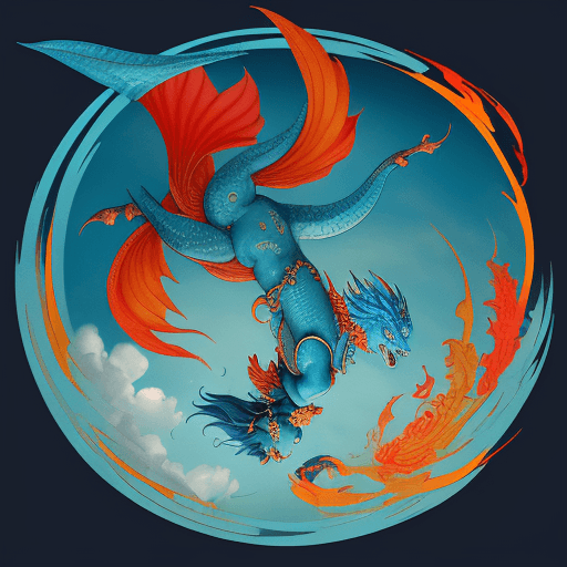 AI generated: Fiery Lotus, the blue dragon, joyfully soars through the sky, showcasing a moment of playful mastery...