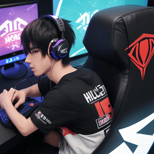 AI generated: Boy gamer anime logo in esports
