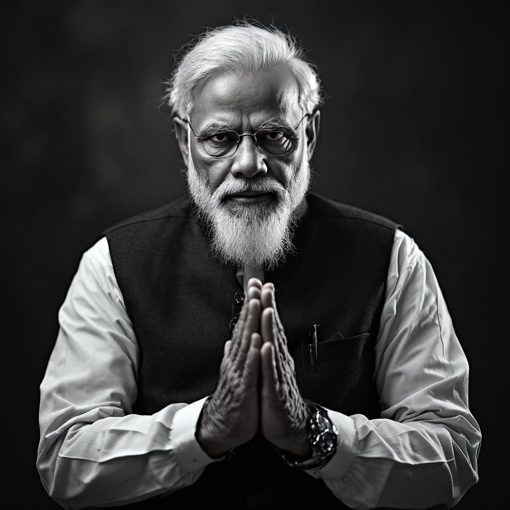 AI generated: narendra modi half body photography