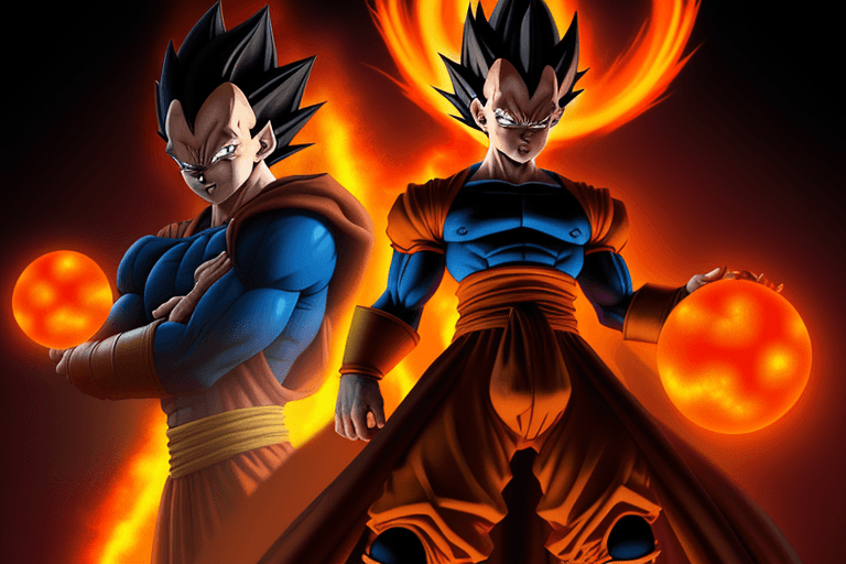 AI generated: vegeta dragón ball z, in the style of furaffinity, orange robes, red, #vfxfriday, massurrealism, exp...