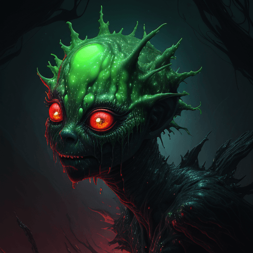 AI generated: Reilly Reid as a horror creature from Space. terraforming. Alien Flora, large gazing eyes, close-up,...