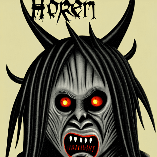 AI generated: Horror black creature,scary old demon,sore face,