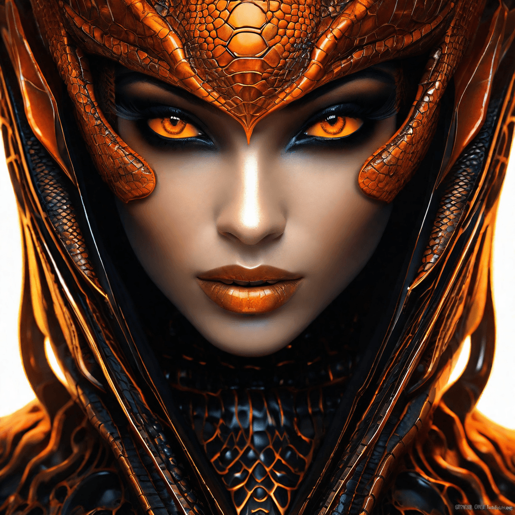 AI generated: A close up portrait (((imaginary female beautiful being))) that embodies the essence of enchantment,...