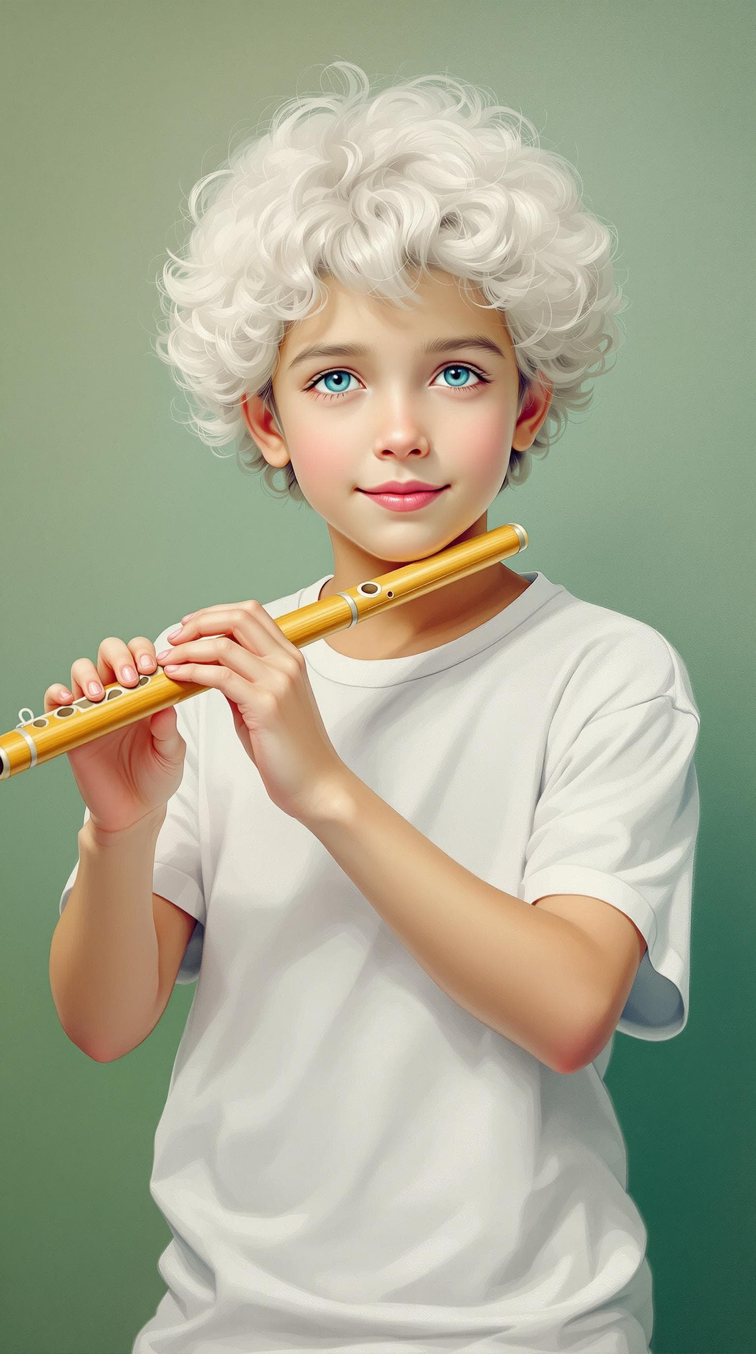 AI generated: Oil painting, simplified style, front portrait of Lord Krishna, depicted as a young boy aged 10 with...