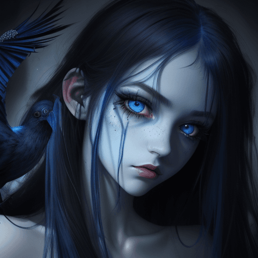 AI generated: close-up portraitdeath, blood, night, dark, (Fantasy), Infinite, deep blue sky, The abyss of knowled...