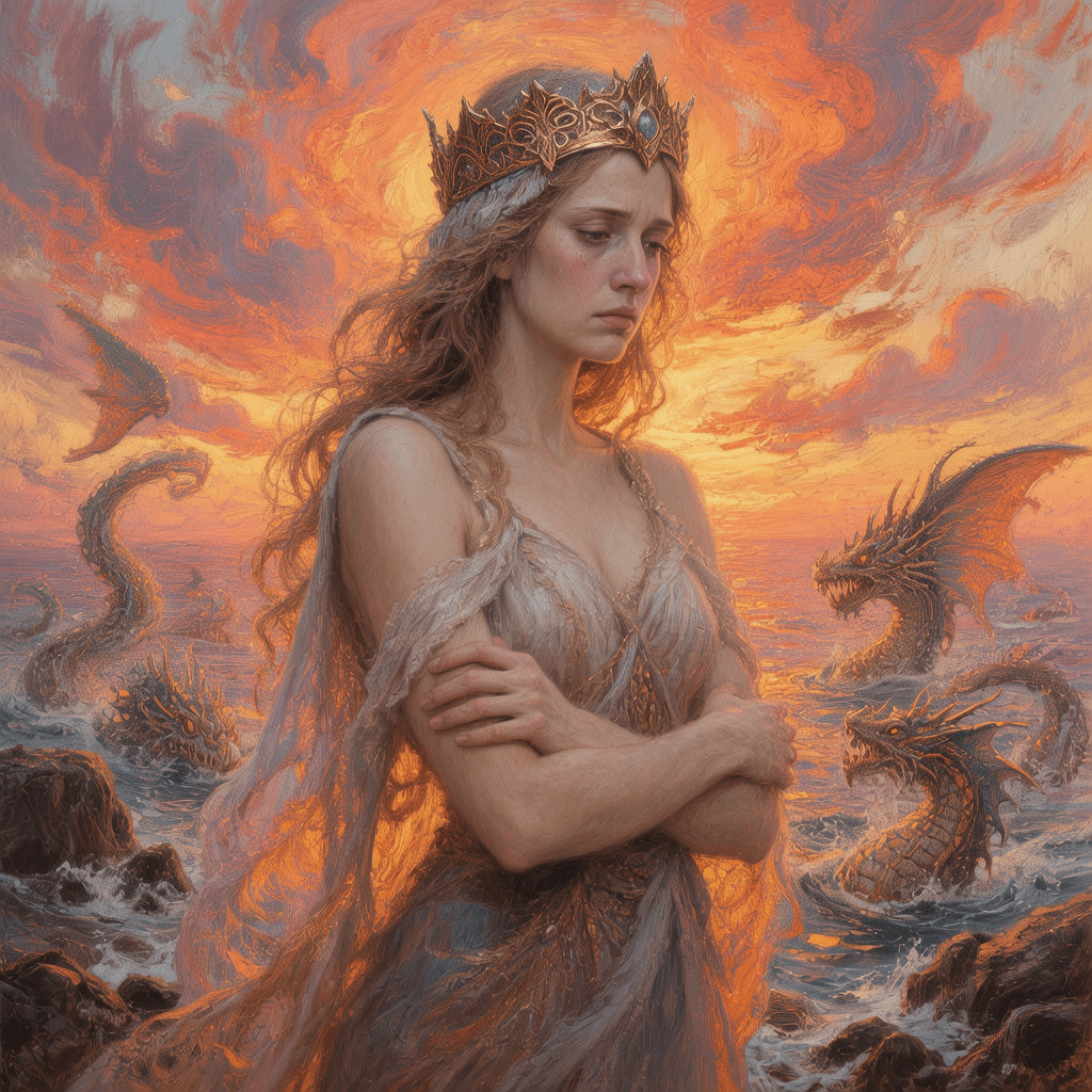 AI generated: 

Subject Matter: Focus on the central figure, capturing her pose, expression, and the details of he...