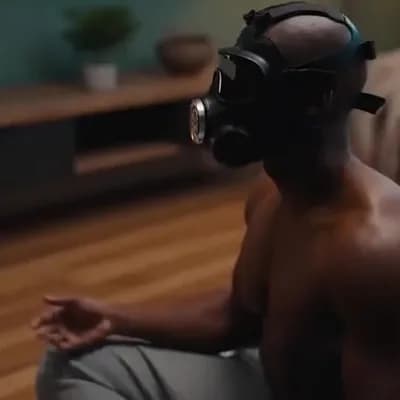 AI generated video: Recreate a day in the life of the character Zumwalt (a musculated black person that always wear a ga...
