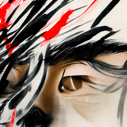 AI generated: extreme close-up, Epic ink bending shotPOV view, First person, huge Chinese bladeattackingthe viewer...