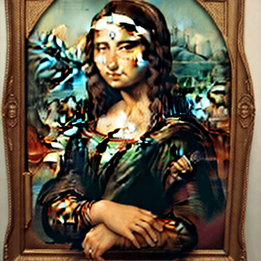 AI generated: a painting of a Mona Lisa , with RED TEXT graffiti on it (SAUDI AREBIA), graffiti art by Banksy, fea...