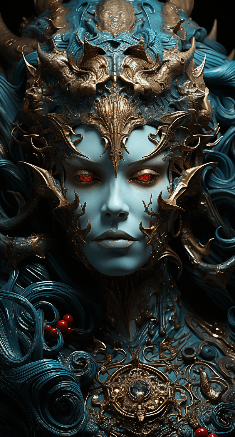 AI generated: ocean wallpapers, in the style of fantasy characters, realistic hyper-detailed rendering, devilcore,...