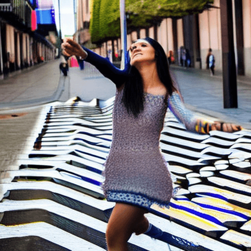AI generated: A very beautiful 26-year-old woman from the country of Chile, takes a selfie in street Santiago