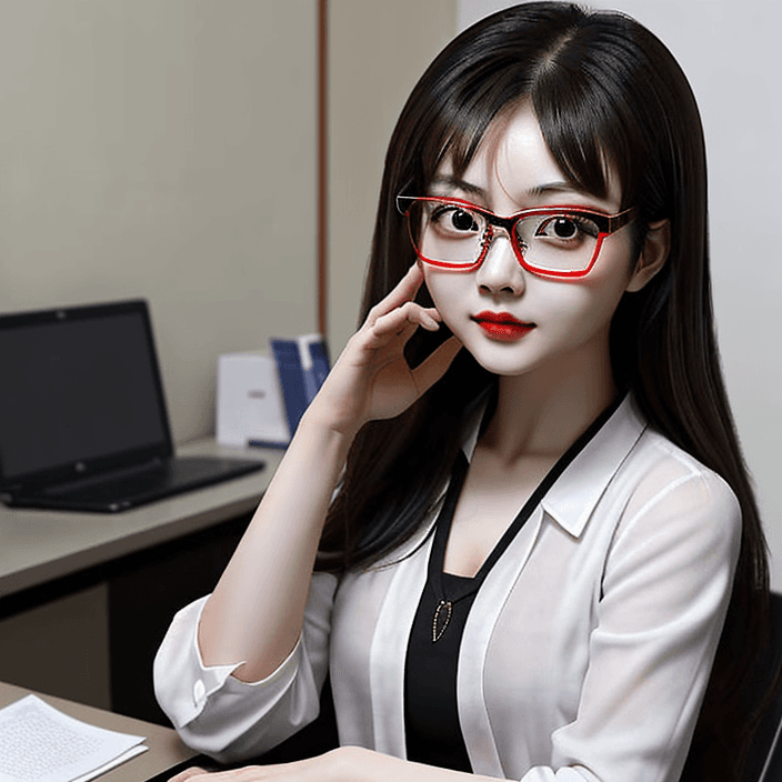 AI generated:  Hu tao, girl with glasses