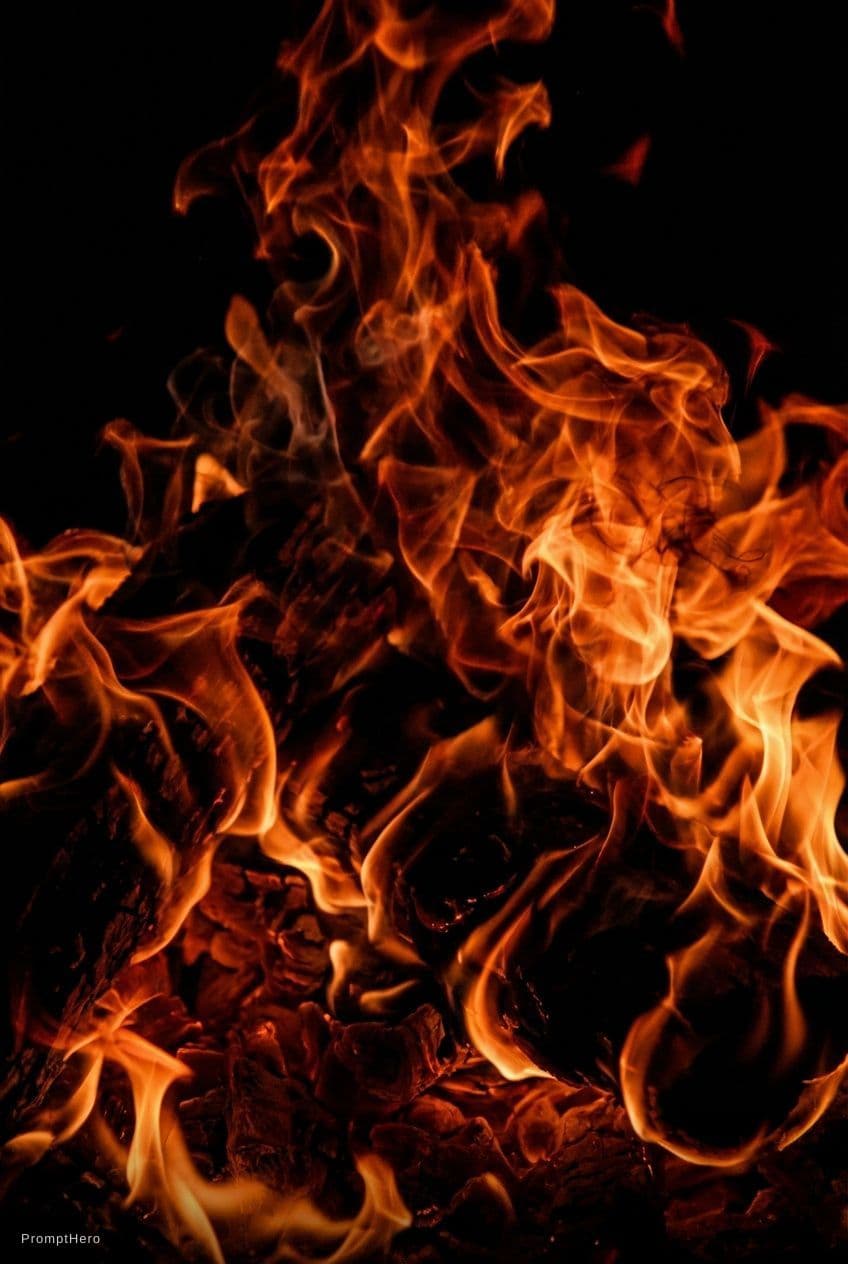 AI generated: Fire texture on a black background