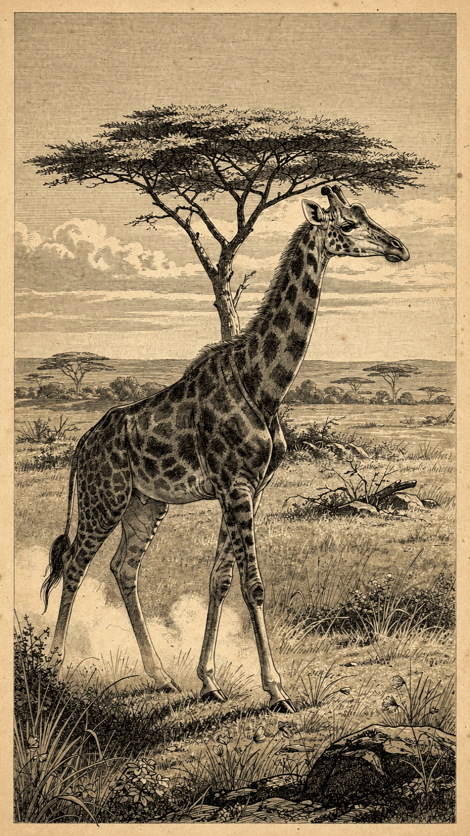 AI generated: Ultra-detailed realistic engraved wildlife portrait in the style of a rare 19th-century natural hist...