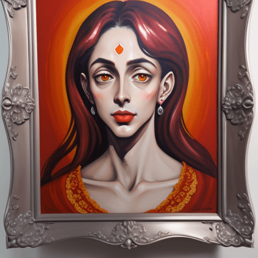 AI generated:  marigold style of el Greco acrylic painting red silver modern color 