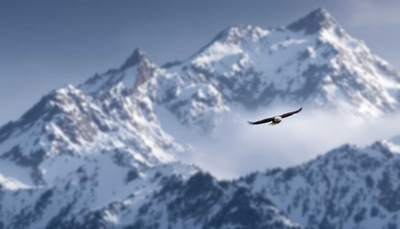 AI generated: eagle in snow mountain