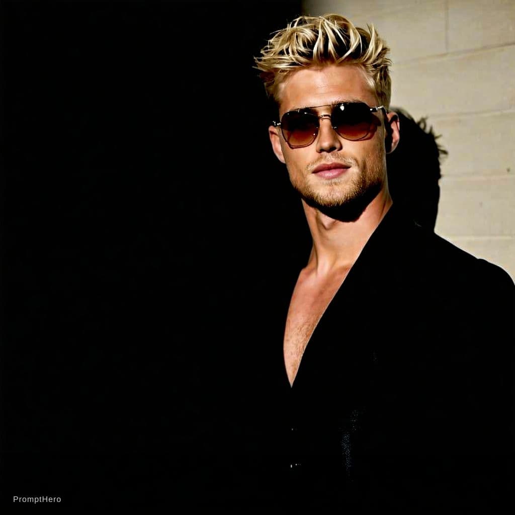 AI generated: a naked handsome blonde man of 30