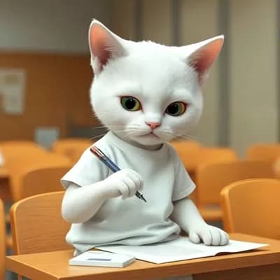 AI generated video: Cat is writing exam on paper 