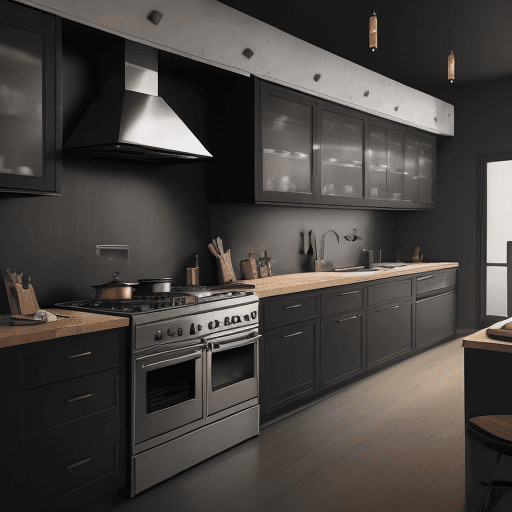 AI generated: ''fire'' the kitchen, ''burn'' the kitchen, dark, handsome chef, cartoon, ''cute'' stylish  8K, very...