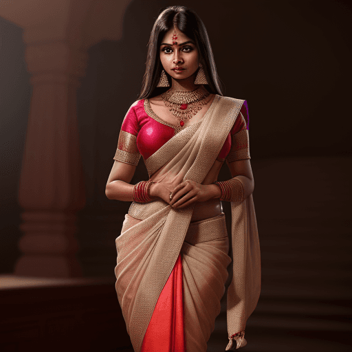 AI generated: Indian woman dressed saree, (((full body visible) )), looking at viewer, portrait, photography, deta...