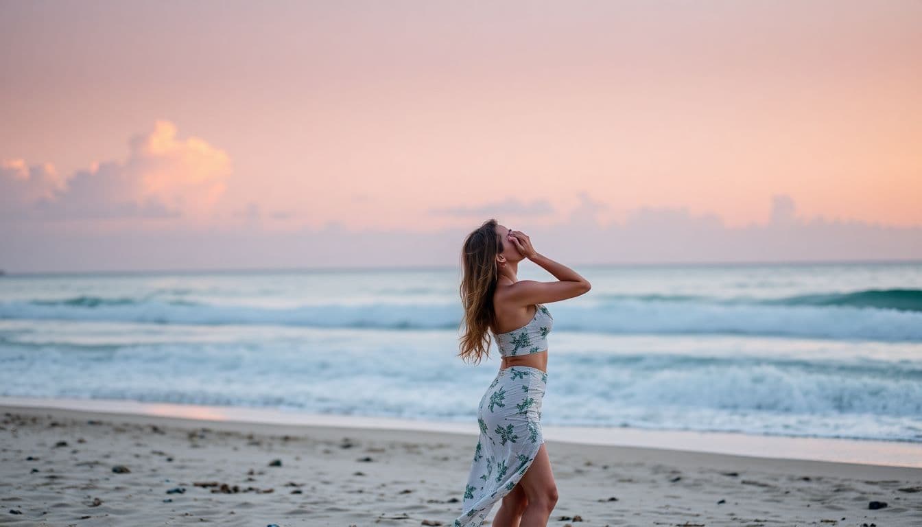 AI generated: two women in beach kiss together nude 