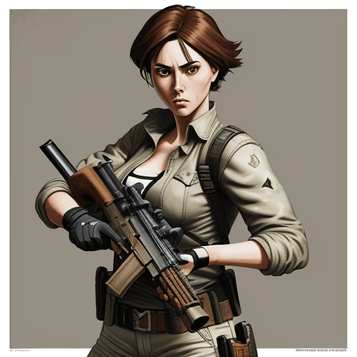 AI generated: an image of an animation character holding a gun, in the style of womancore, comic art, realistic oi...