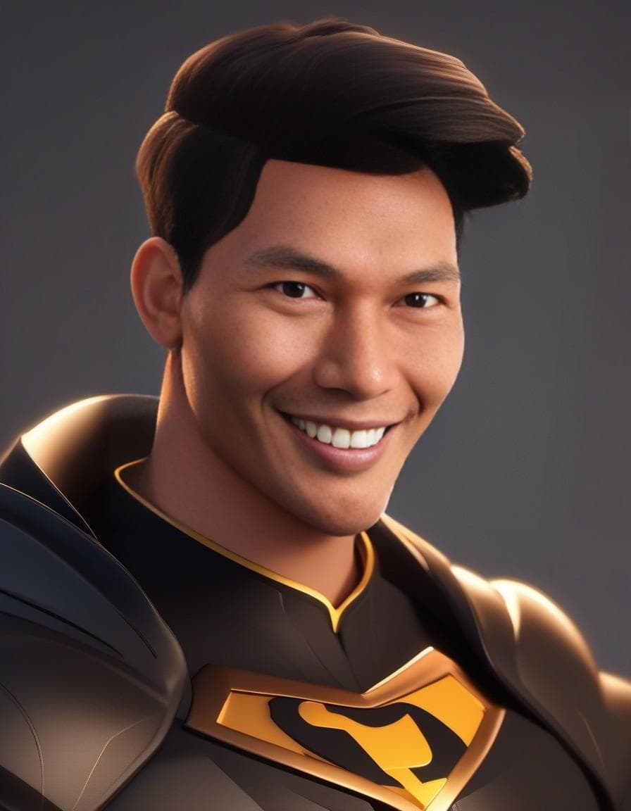 AI generated: cartoon 3D sunny bright Pixar-style image : super hero : full costume : cinematic --ar 68:128 --styl...