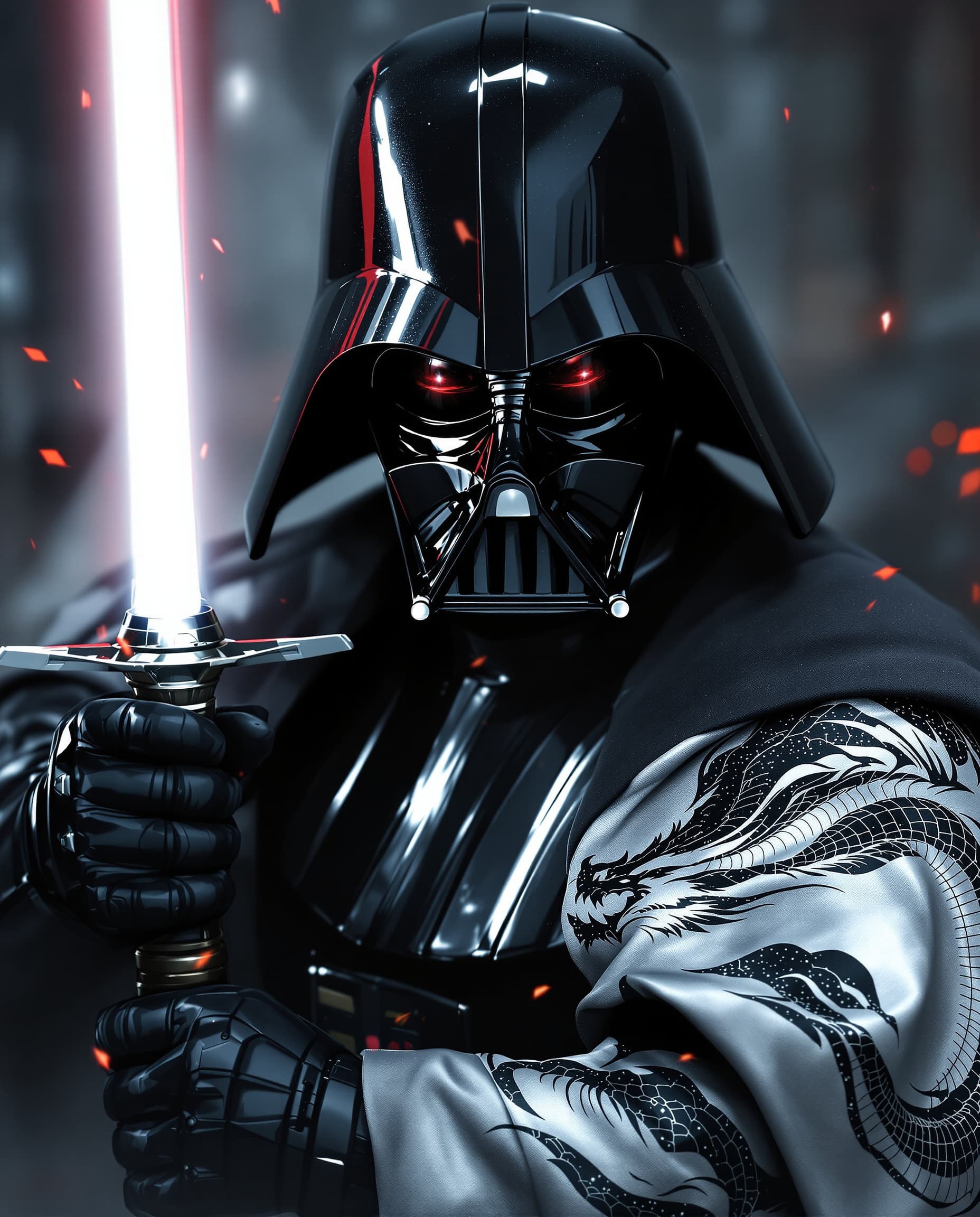 AI generated: image is a high-resolution,spectacular   Star Wars perfect cinematic portrait with a Japanese feudal...