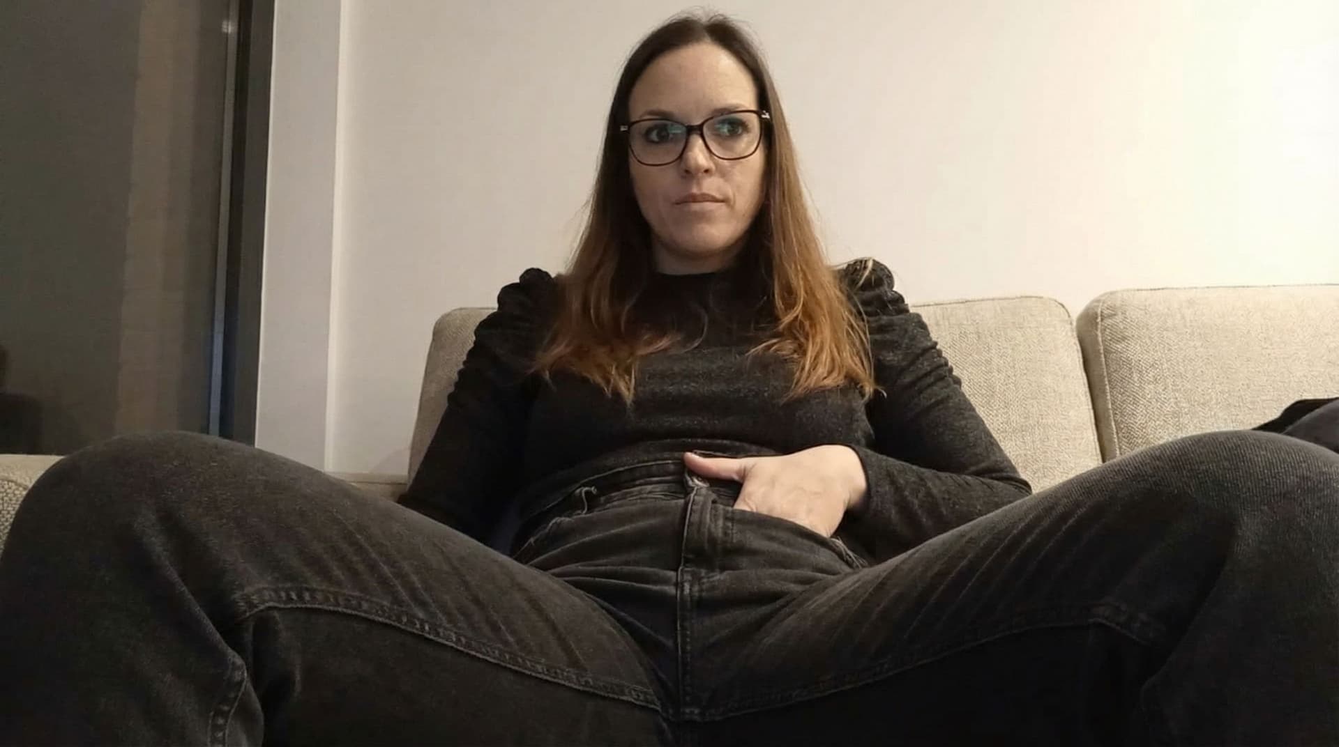 AI generated: She fingering her very hairy pussy with open legs

