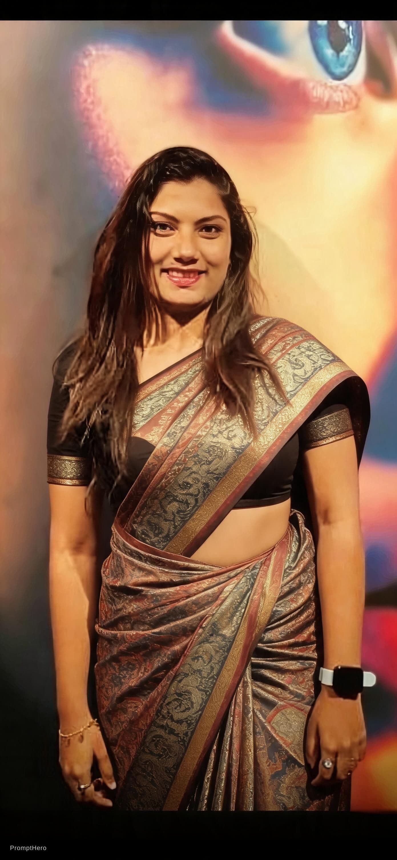 AI generated: Wearing an indian saree hot fashionable way
