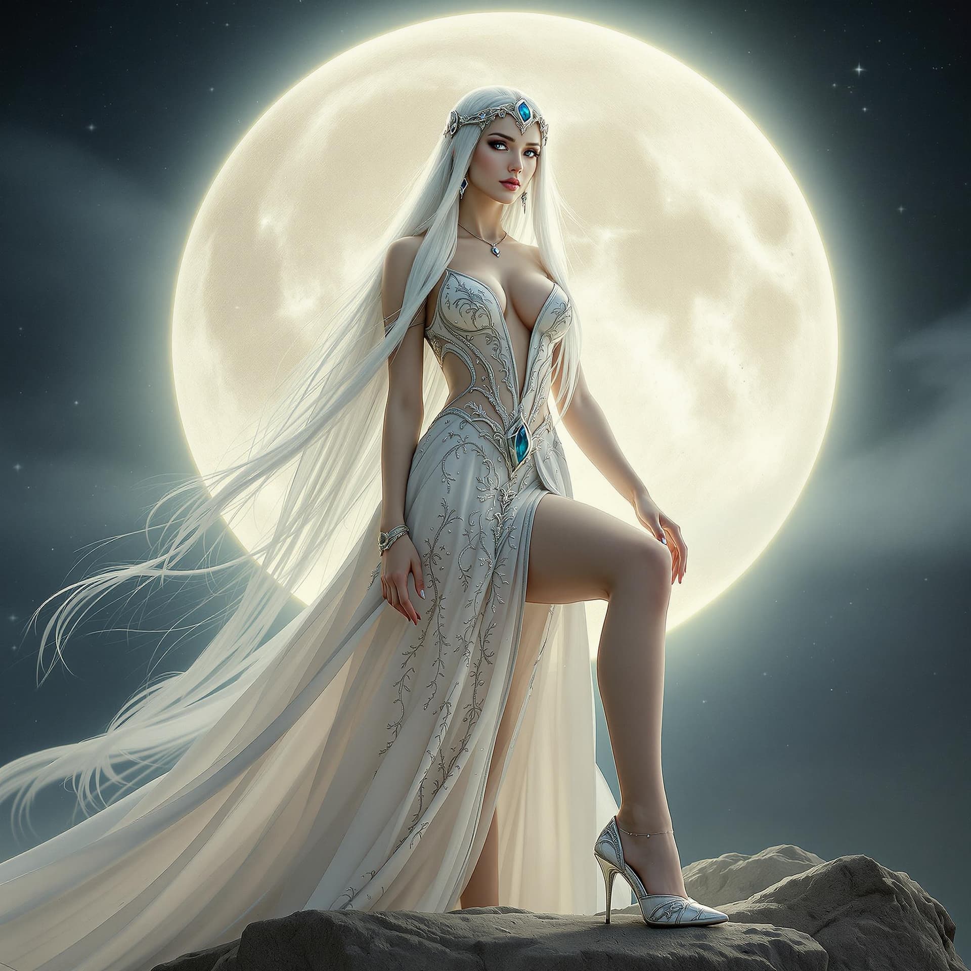 AI generated: a woman in a fantasy setting, with a wide-angle perspective that captures the intricate details of h...