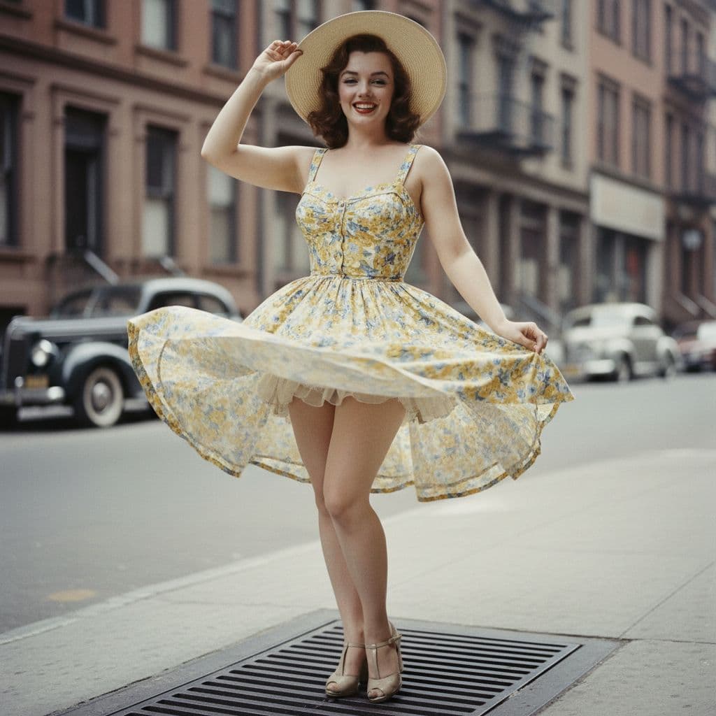 AI generated: ULTRA 8k LIFELIKE 1940's MARIYLYN MONROE INSPIRED 35 year old PINUP MODEL. Medium height, naturally ...