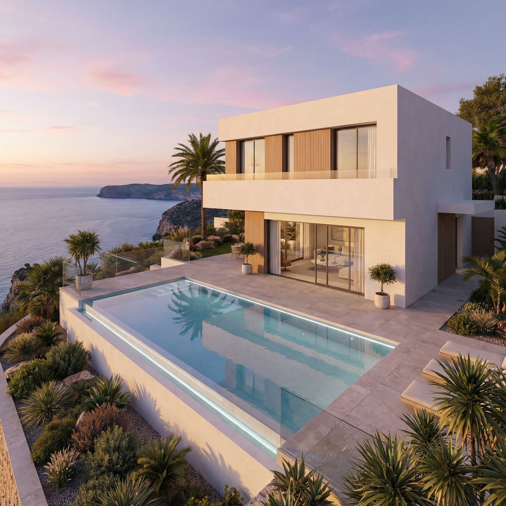 AI generated: Prompt: This modern two-story villa is a stunning example of contemporary architectural design, with...