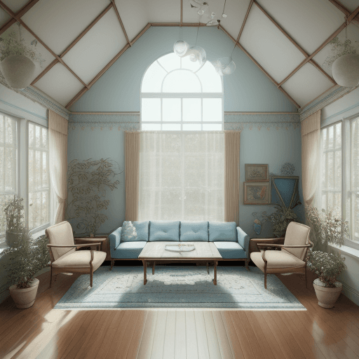 AI generated: High resolution photography interior design, dreamy sunken living room conversation pit, wooden floo...