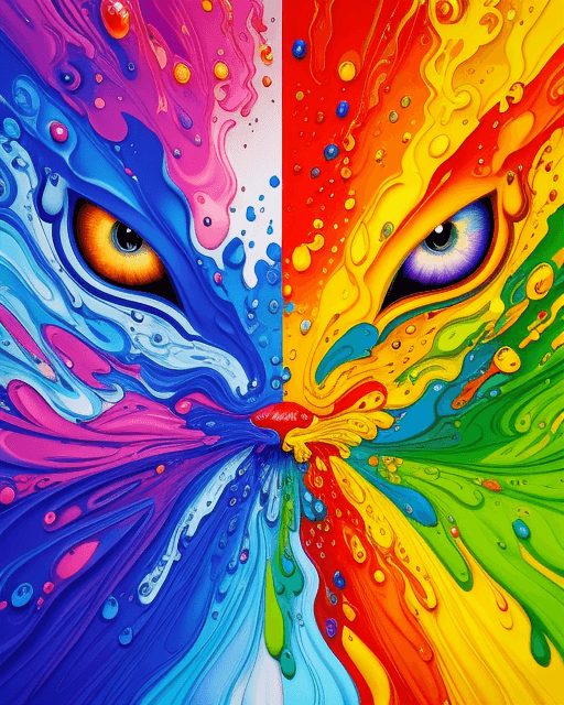 AI generated: splash art, a liquid portrait of a Malteser face made of colours, muscles and movement, charging, sp...