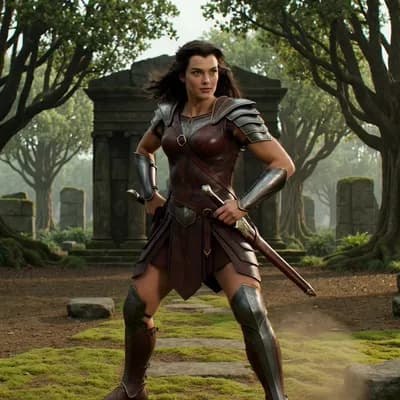 AI generated video: Create an image of an ancient mythical warrior princess known for her beauty, wisdom and fast, focus...