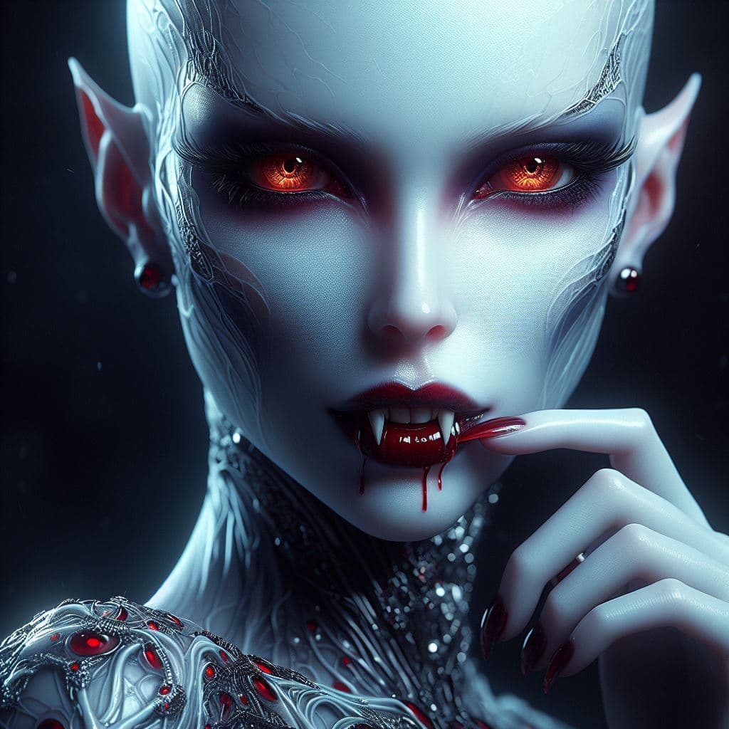 AI generated: chilling and mesmerizing vampire prowls,embodying a perfect blend of elegance and horror.ultra-moder...