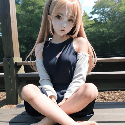 AI generated: Anime, girl, sitting om bois face,