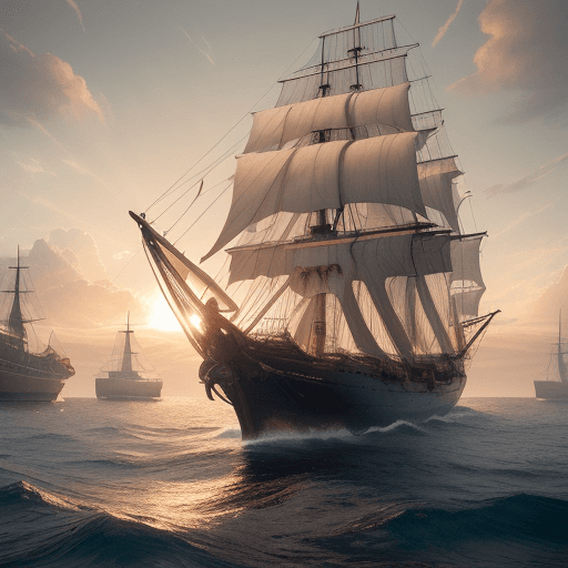 AI generated: Photo of a ultra realistic sailing ship, dramatic light, pale sunrise, cinematic lighting, battered,...