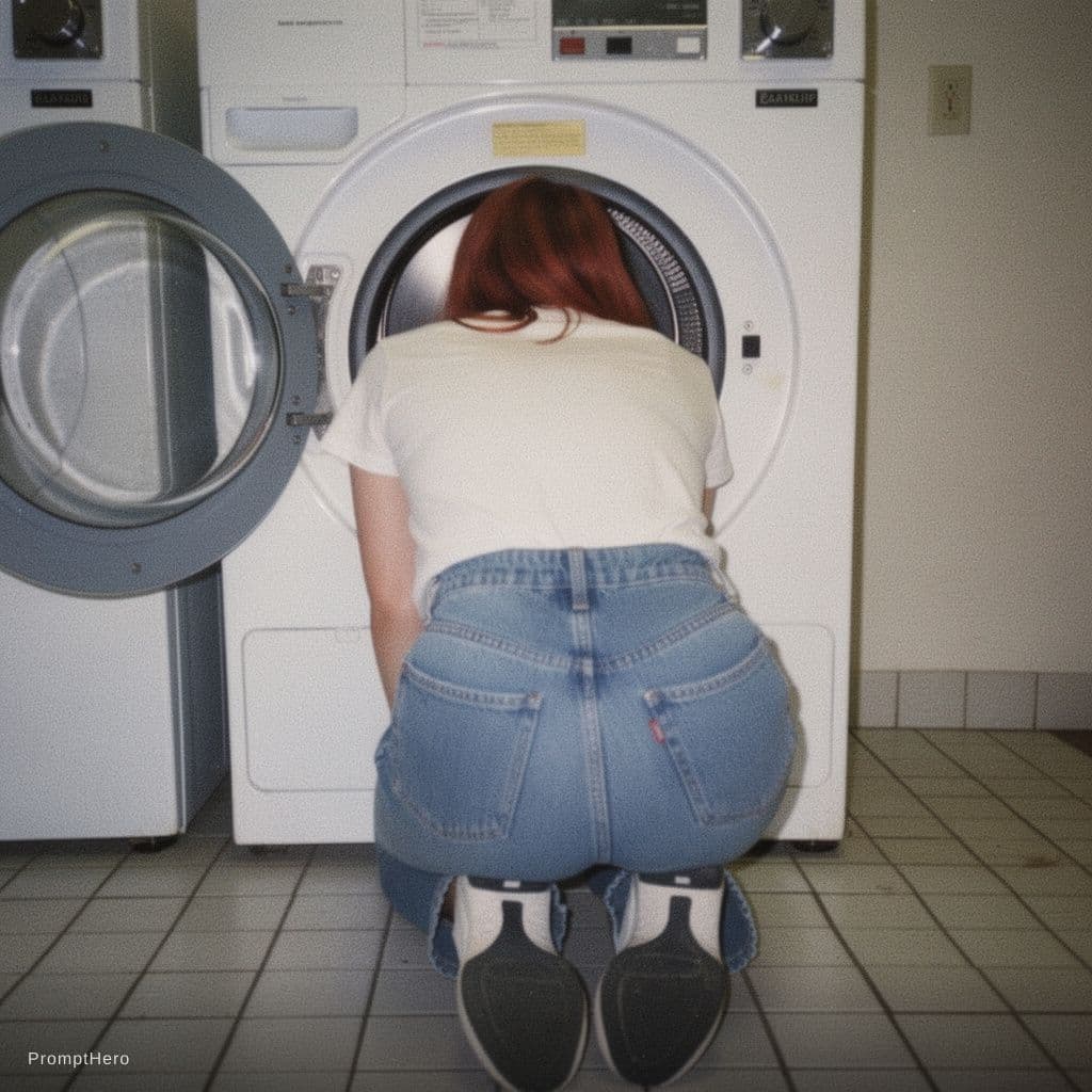 AI generated: Grainy late-1990s digicam snapshot of a young woman in her 30s, captured in a raw, candid everyday m...