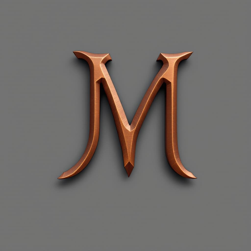 AI generated: Letter “M” in the style of forged from Copper
