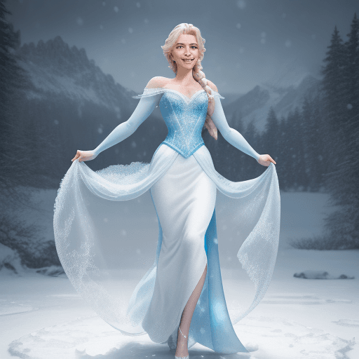AI generated: Elsa from Disney Live series, (detailed stunning snow environment), cinematic, cover art, full body,...