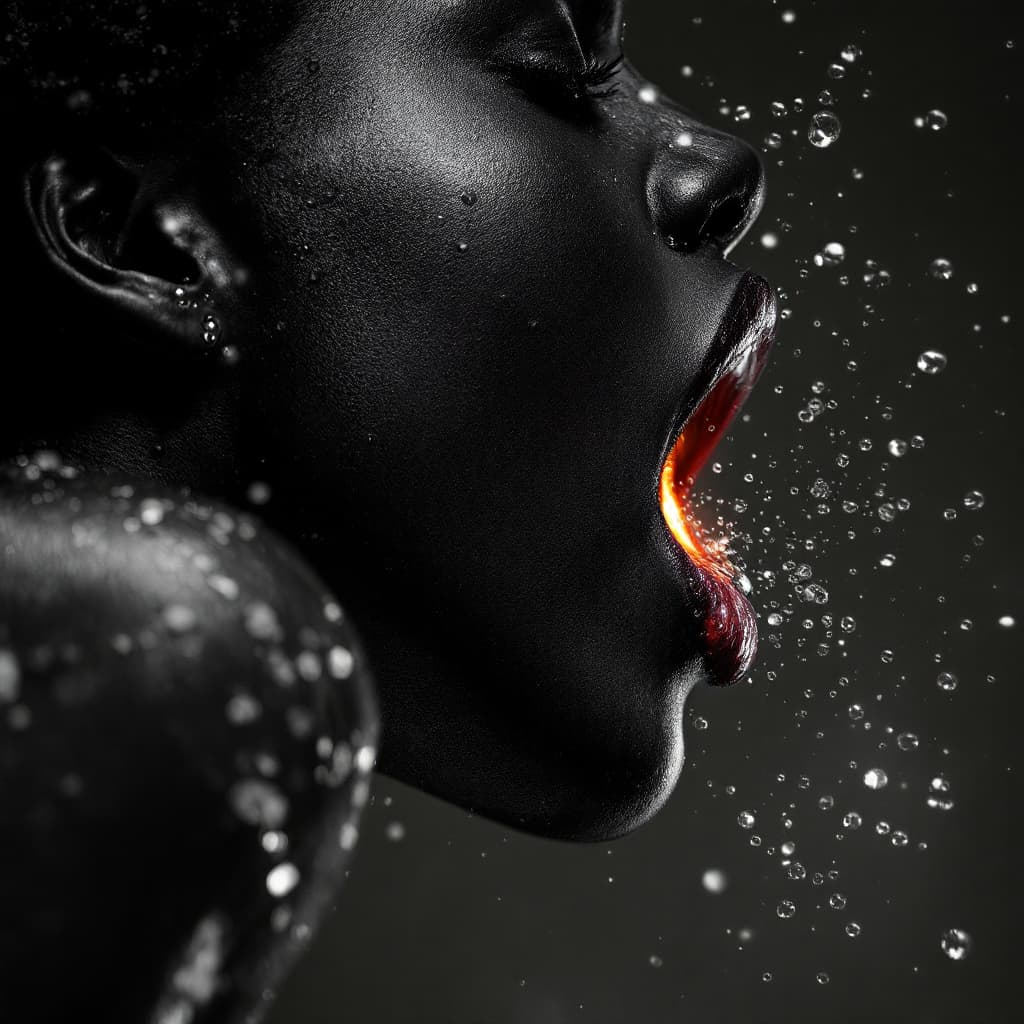 AI generated: a black cameroonian girl blowjob close up
