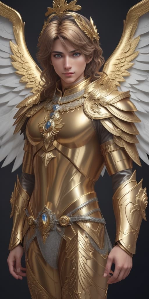 AI generated: Generate a realistic and artistic photograph of the archangel michael Waist high Portrait of an exot...