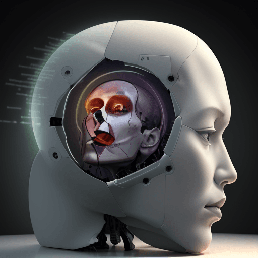 AI generated: a human head merges with a computer