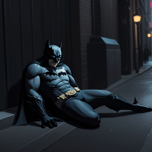 AI generated:  batman sleep on street, 4 k ulra hd