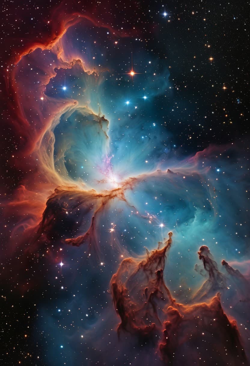 AI generated: A nebula in space resembling a galaxy. An intricate star field stretches out like threads against th...