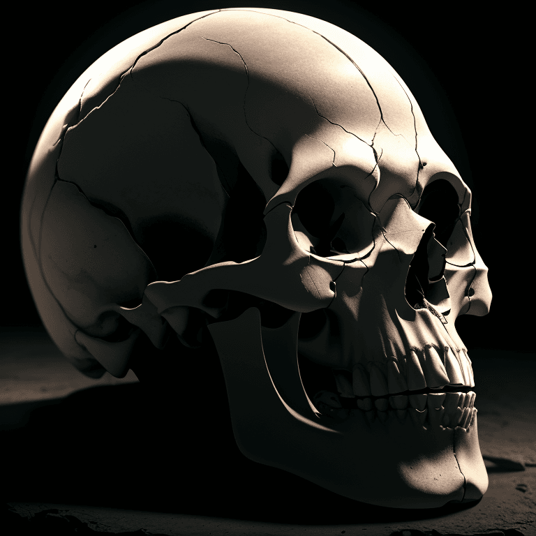 AI generated: human skull, rim light, cinematic  , 4k, hyper realistic, focused, extreme details